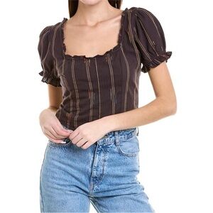 Free people Women's Brown Striped Top